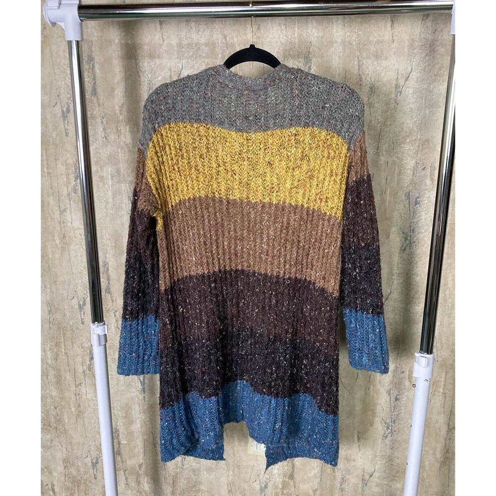 BKE Open Cardigan Sweater Colorblock Small Soft Eyelash Knit Boho Western - Picture 3 of 9
